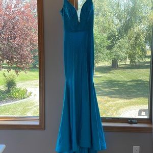 Ombré beaded turquoise gown in perfect condition!